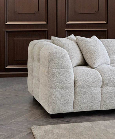 Bubble Boucle Corner Sofa - Luxury Ivory Upholstery, Timeless Chesterfield Design - UK Luxury Furniture